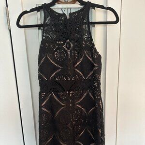 Black and Tan Cocktail Lace Dress
